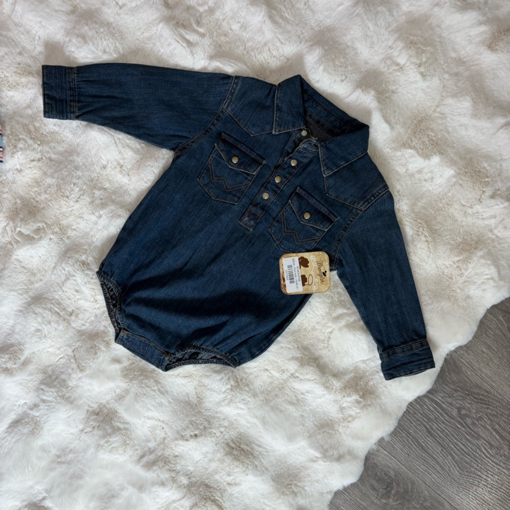 WRANGLER|LEE|CARTER’S Western Baby lot denim overalls flannel striped onesie 18M - Picture 5 of 8
